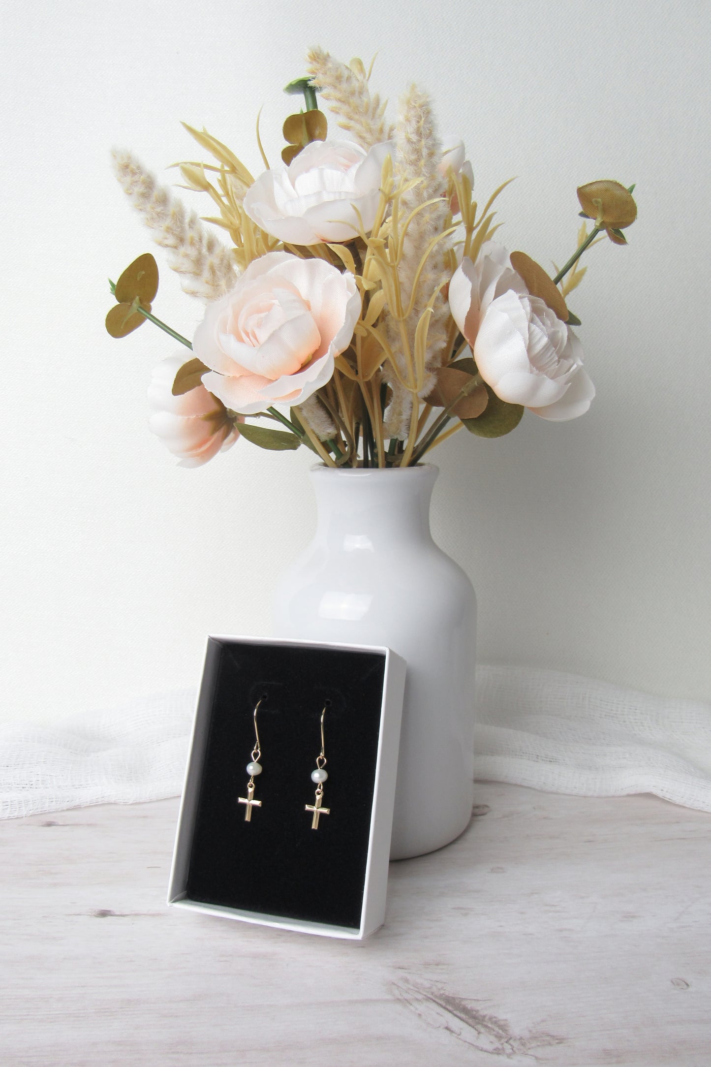 Tiny Gold Cross Earrings
