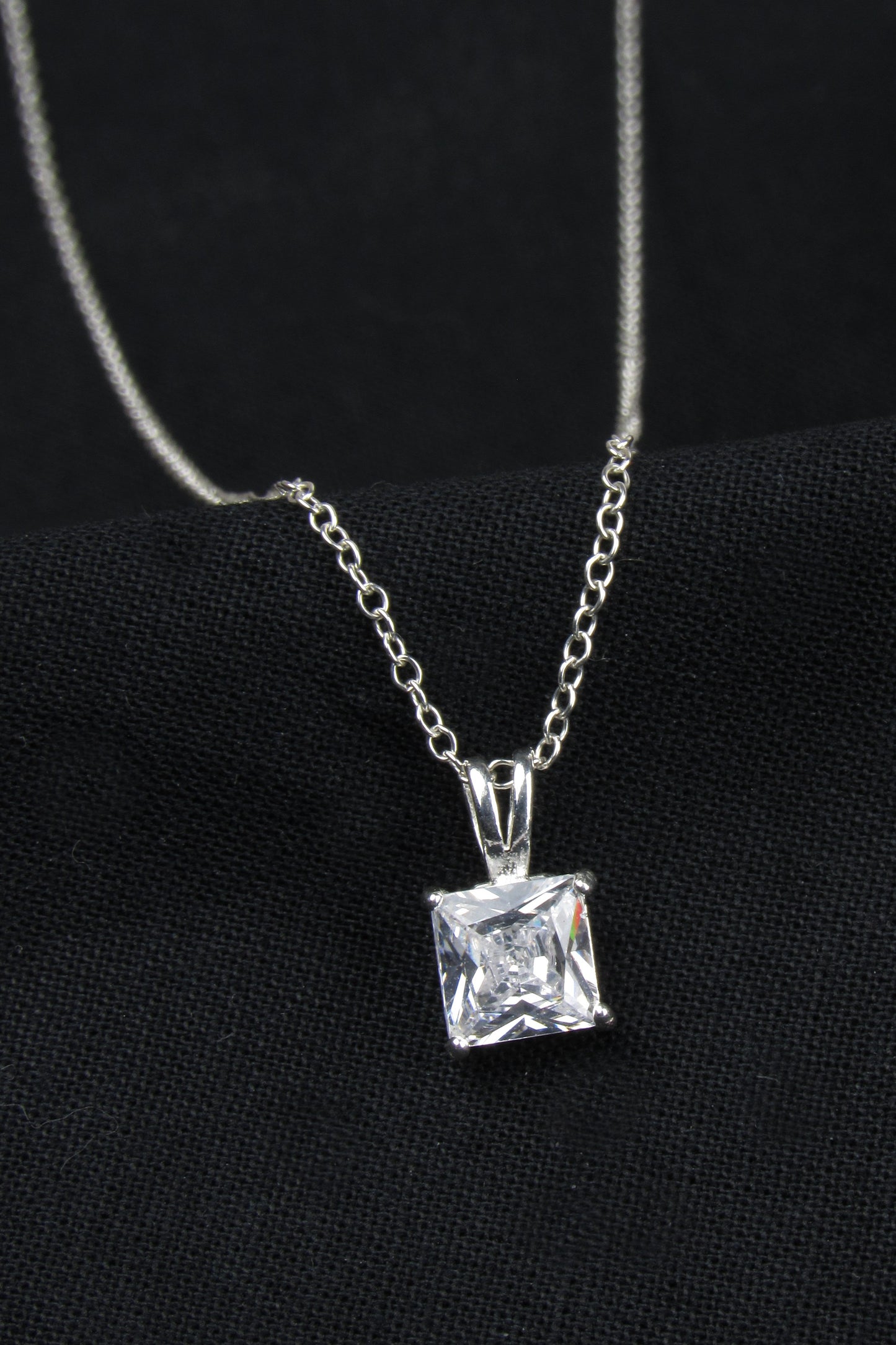 Dainty Square Crystal Necklace