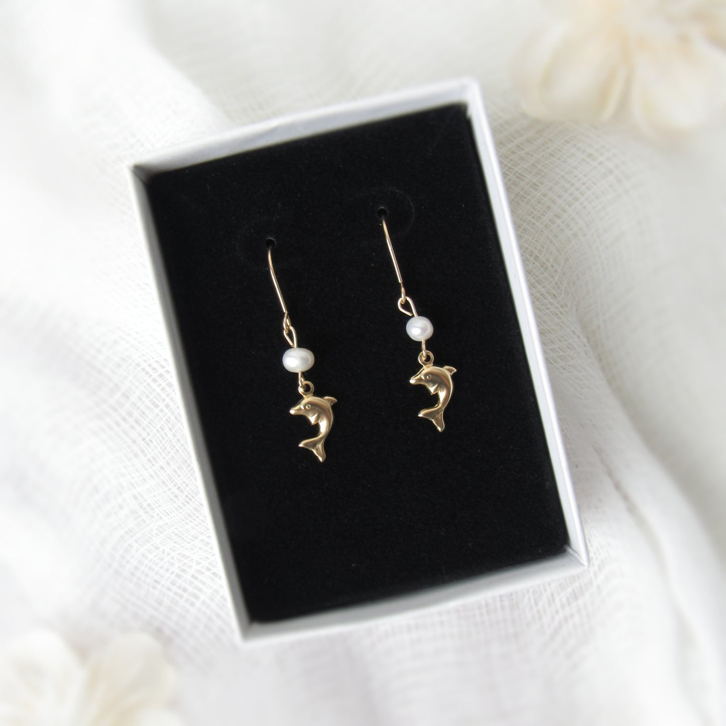 Tiny Gold Dolphin Earrings