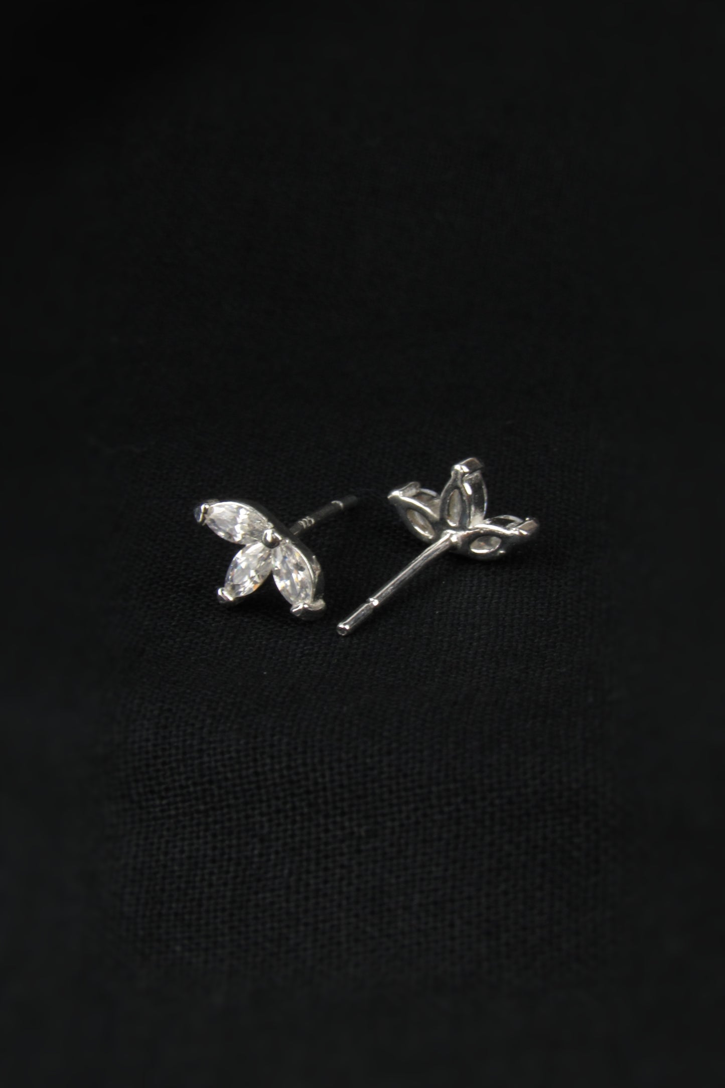 Tiny Rhinestone Leaflet Stud Earrings