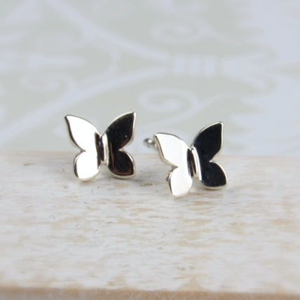Butterfly-shaped silver earrings