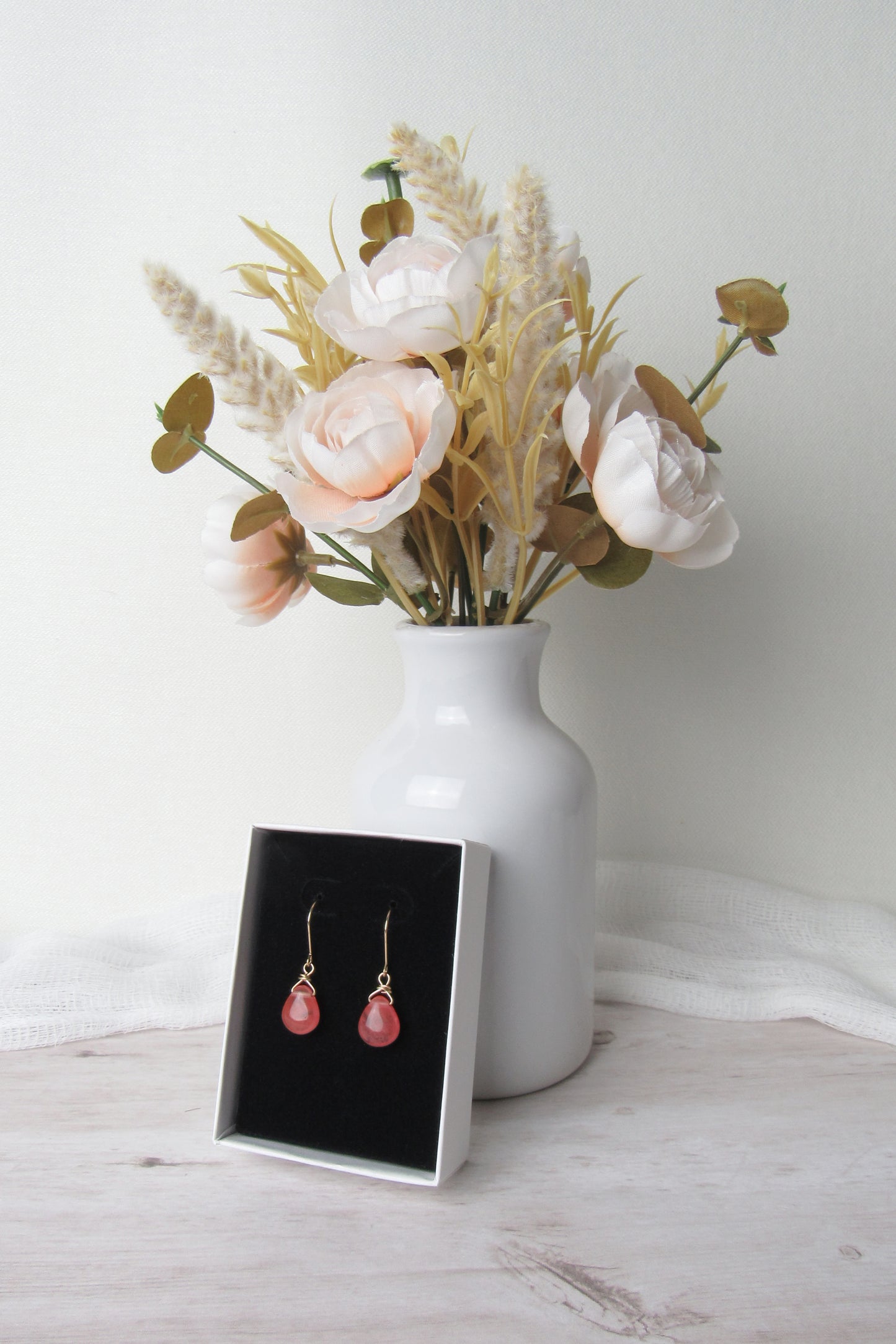 Gold Cherry Quartz Earrings