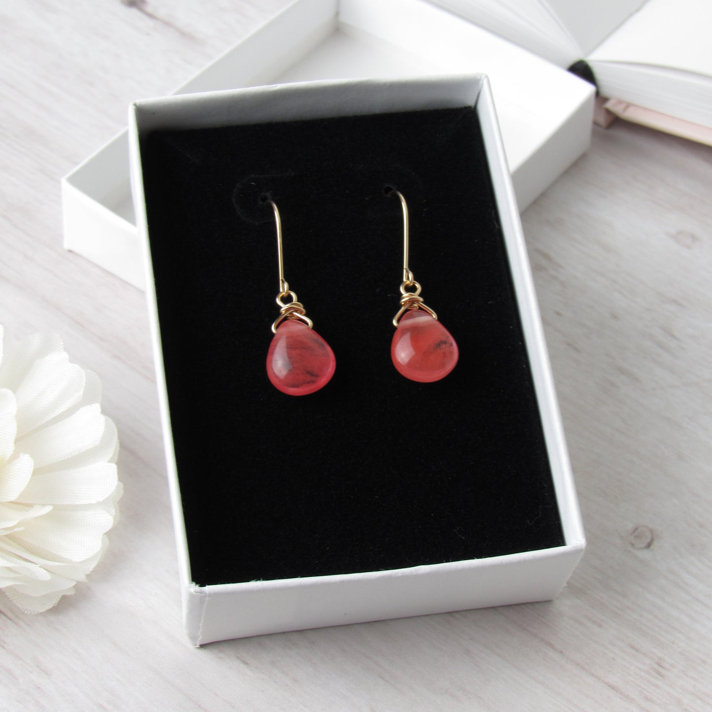 Gold Cherry Quartz Earrings