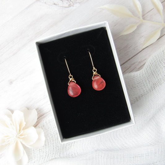 Gold Cherry Quartz Earrings