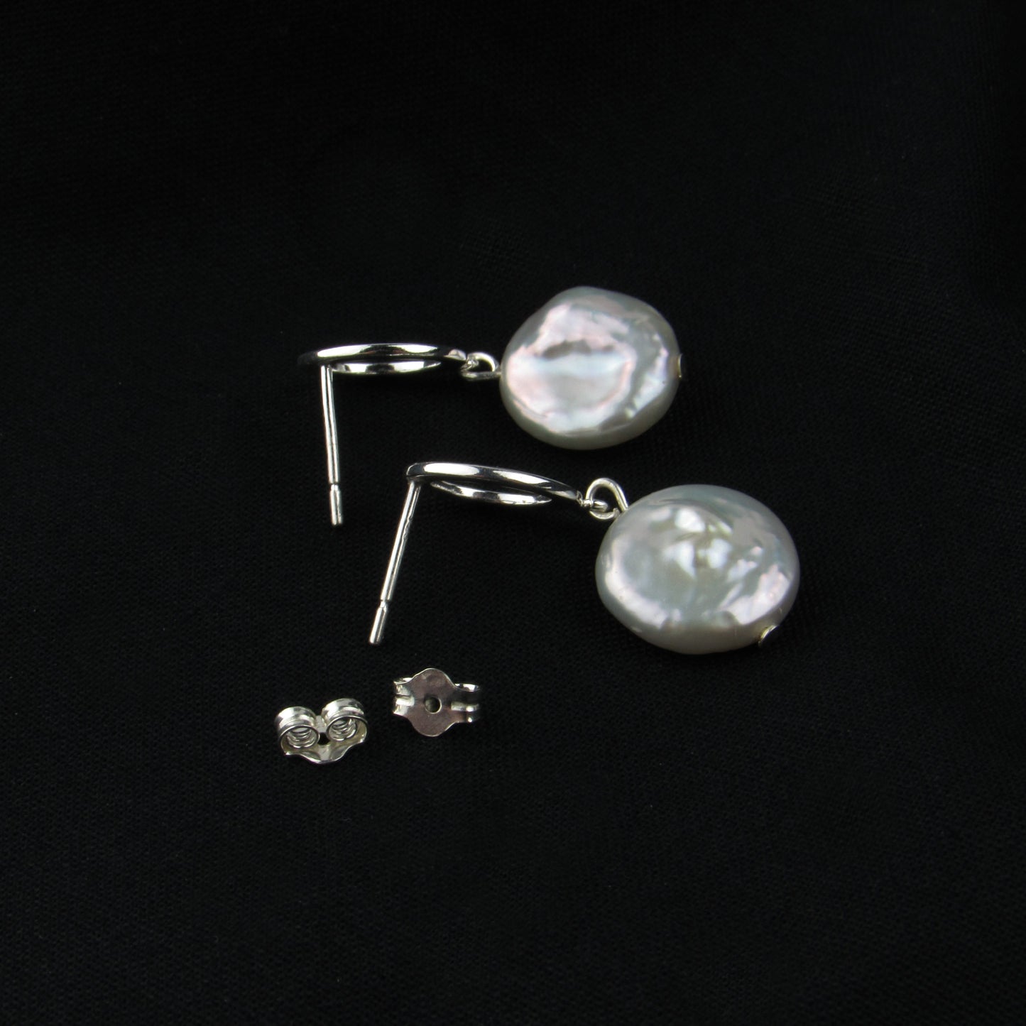 Coin Pearl Stud Dangle Earrings