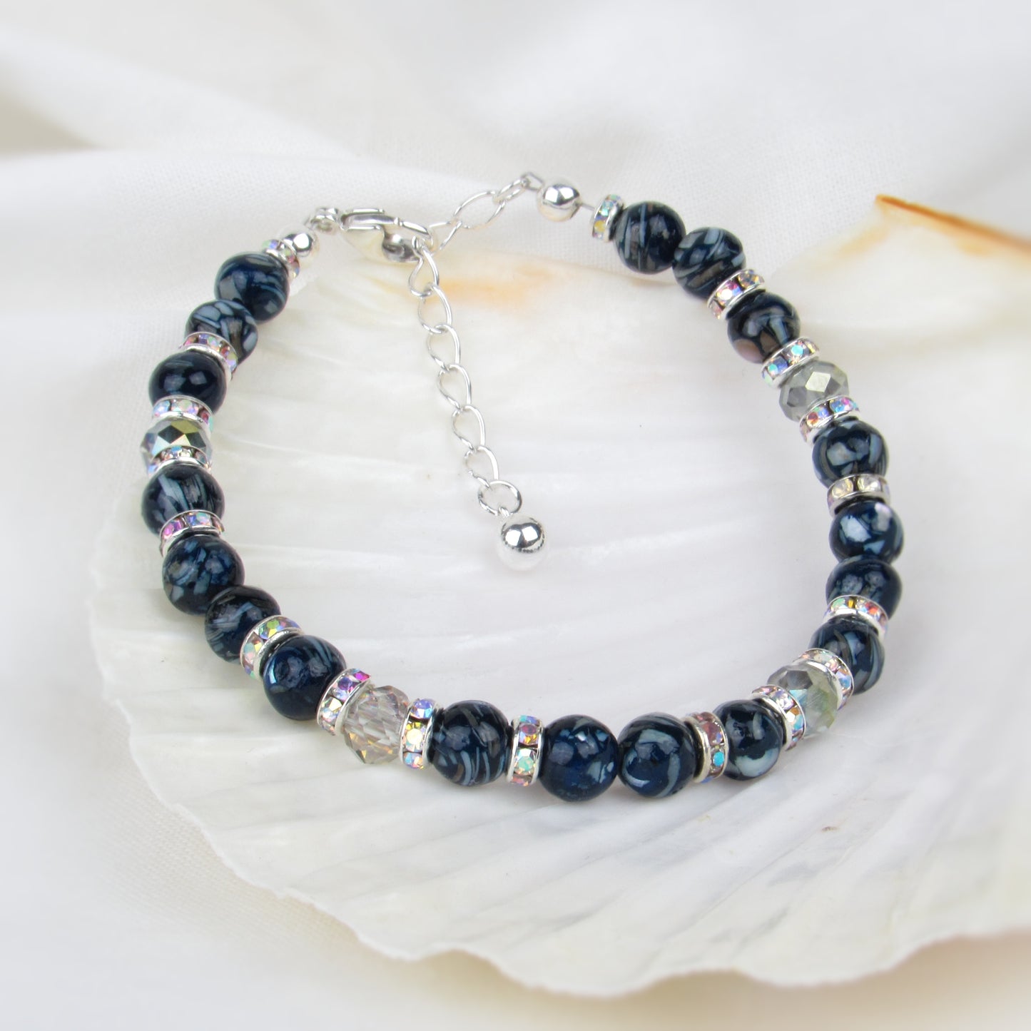 Sparkly Navy Blue Shell Bracelet