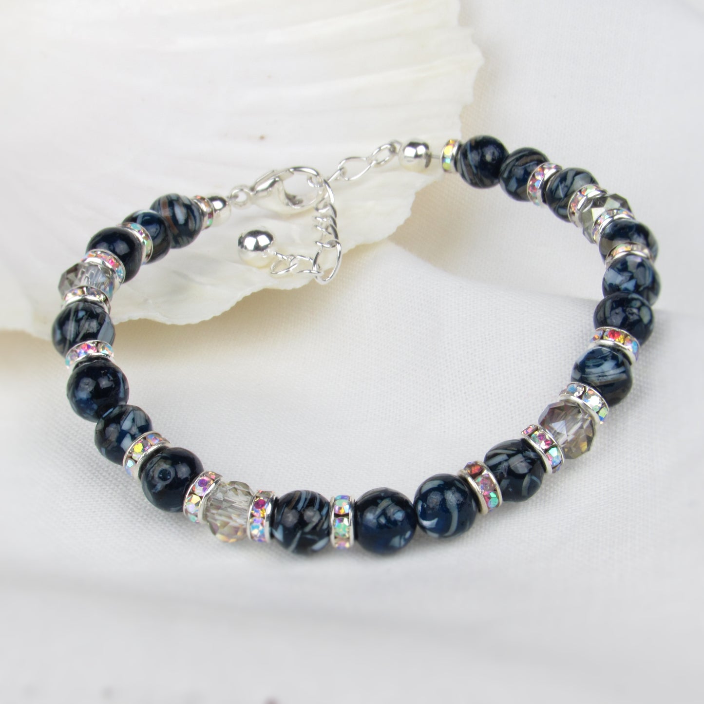 Sparkly Navy Blue Shell Bracelet