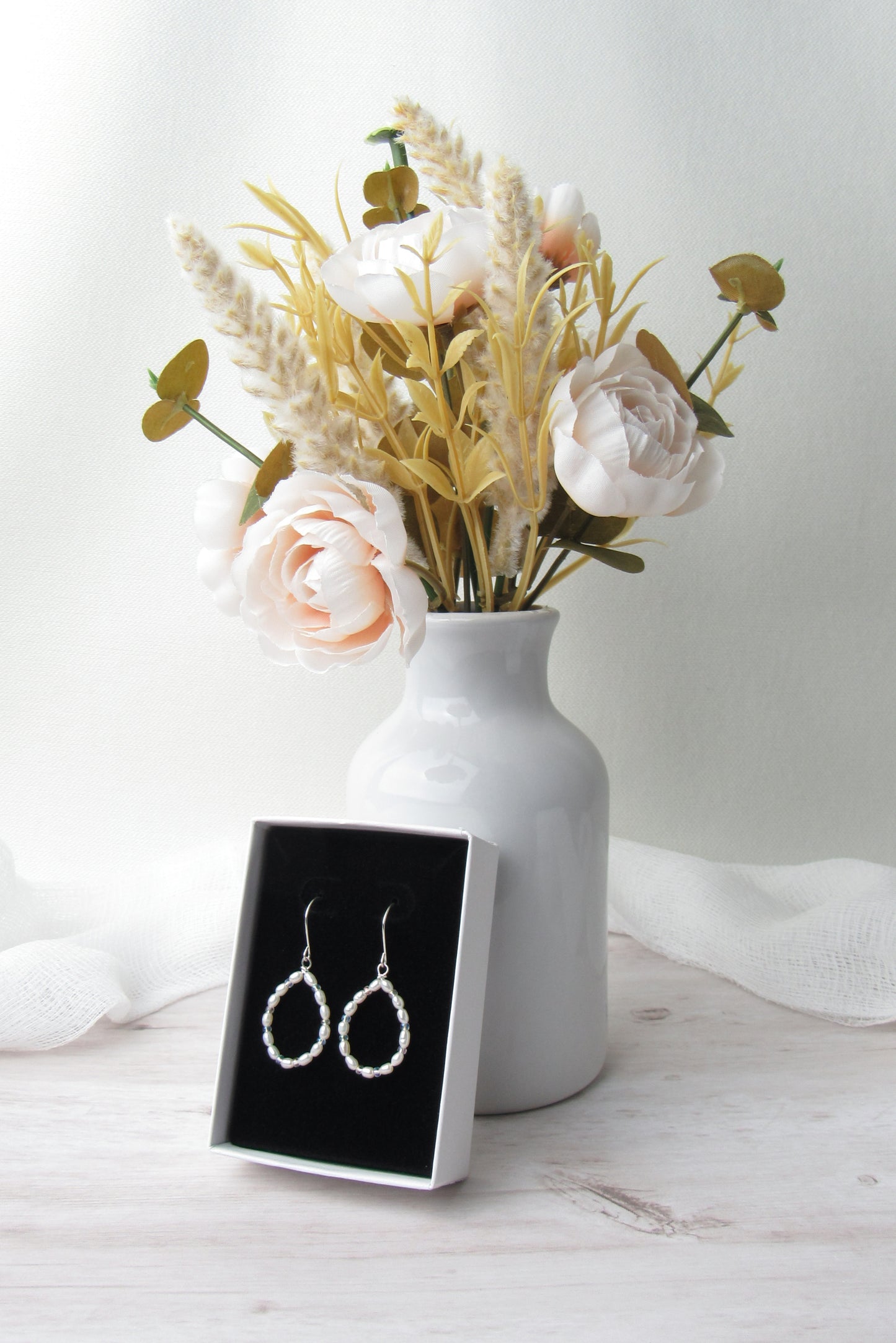 Freshwater Pearl Beaded Teardrop Earrings