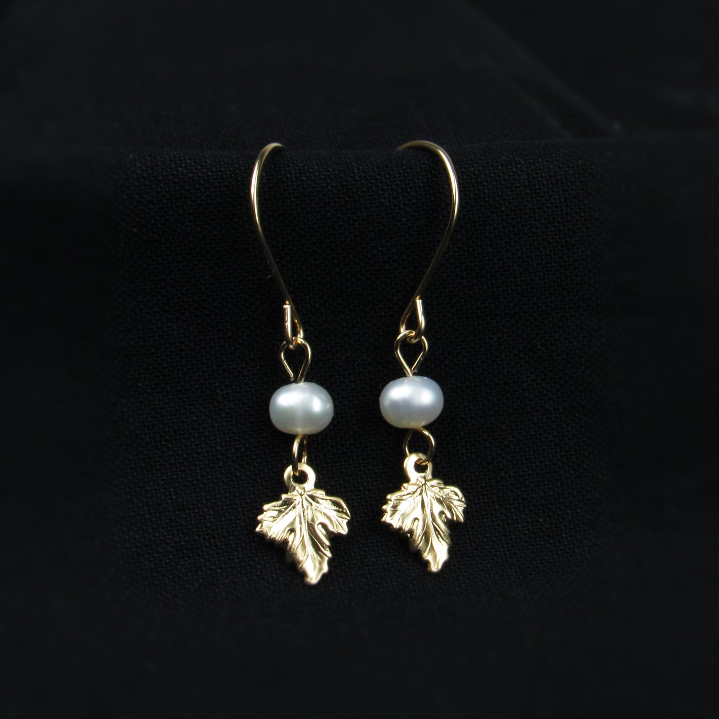Tiny Gold Leaf Earrings
