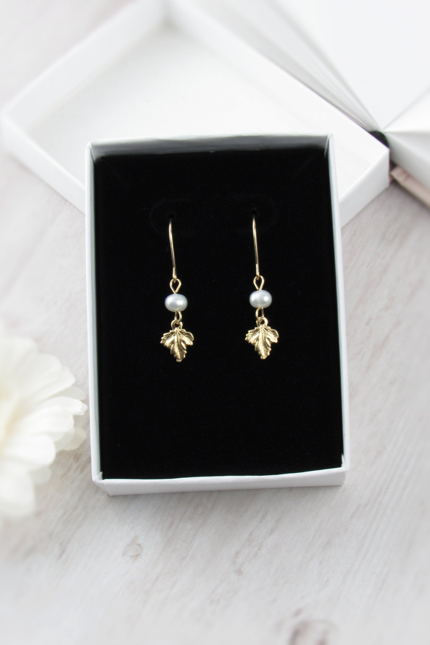 Tiny Gold Leaf Earrings