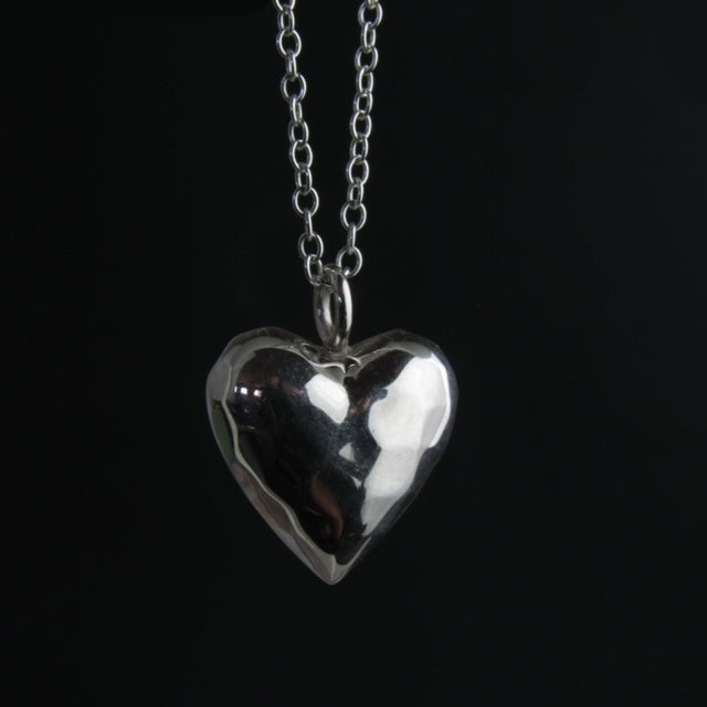 Sterling Puff Heart Pendant