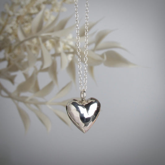 Sterling Puff Heart Pendant