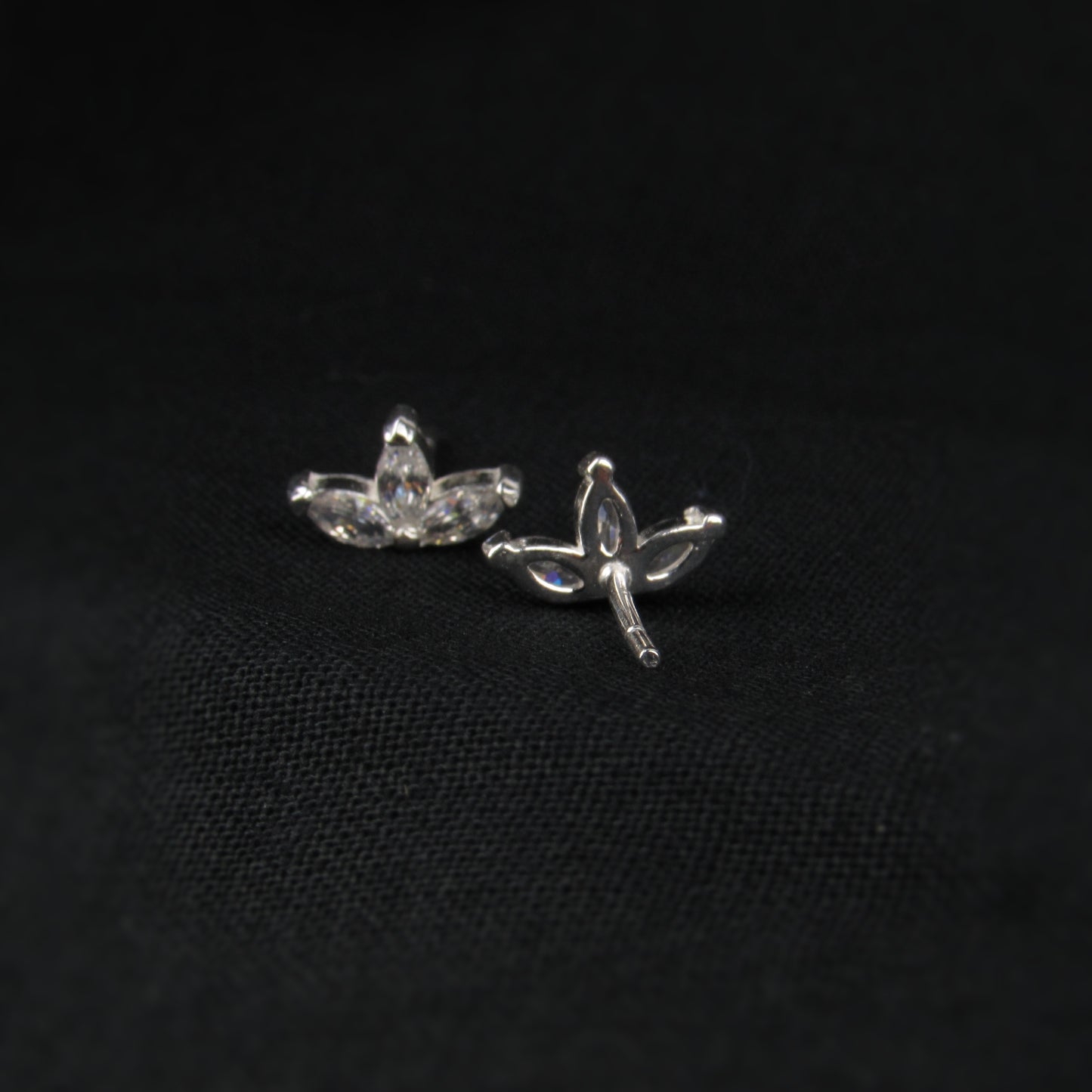 Tiny Rhinestone Leaflet Stud Earrings