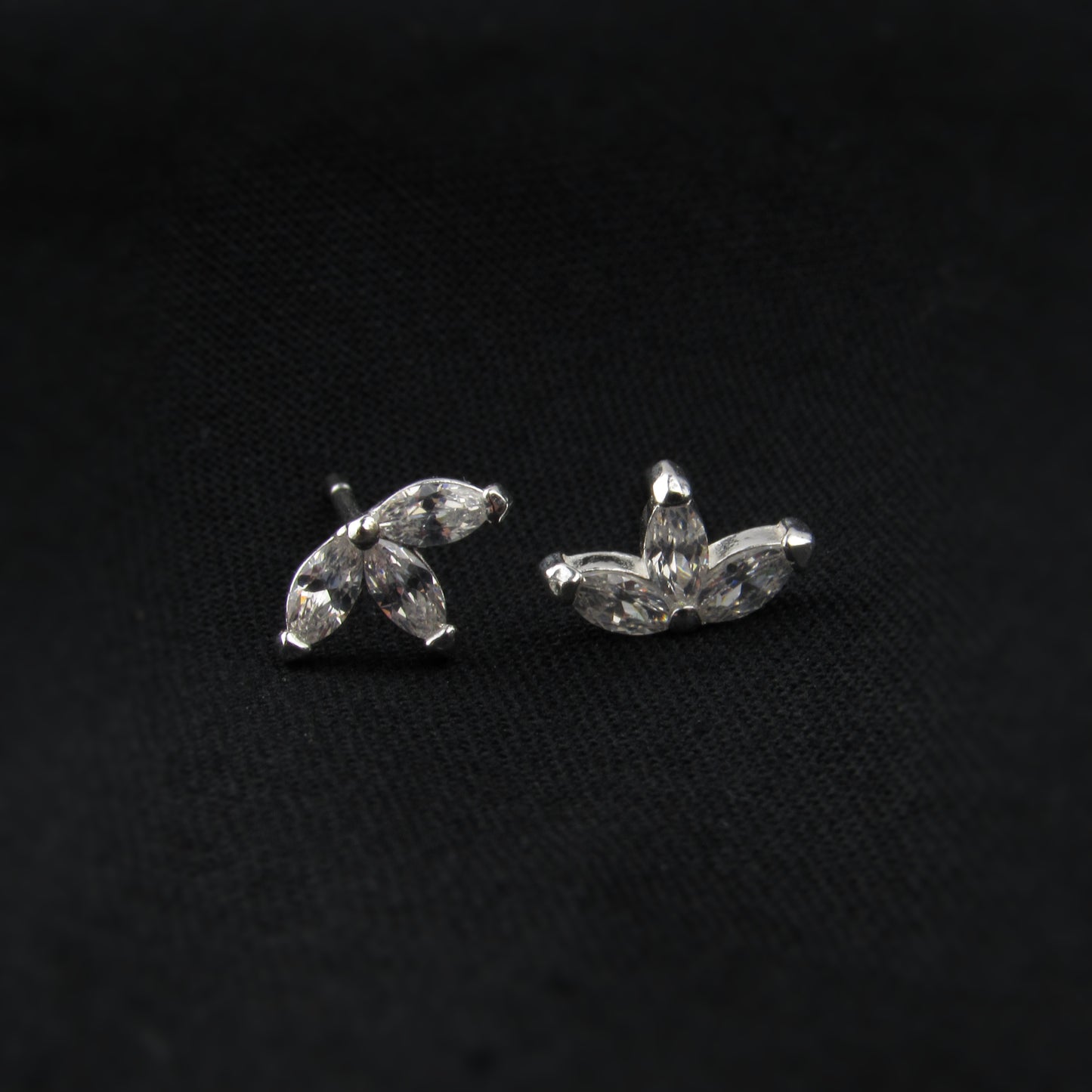 Tiny Rhinestone Leaflet Stud Earrings