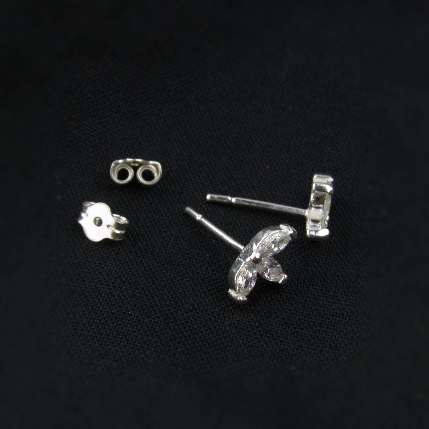 Tiny Rhinestone Leaflet Stud Earrings