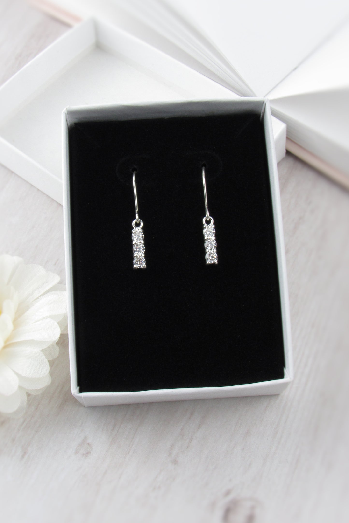 Tiny Rhinestone Bar Earrings