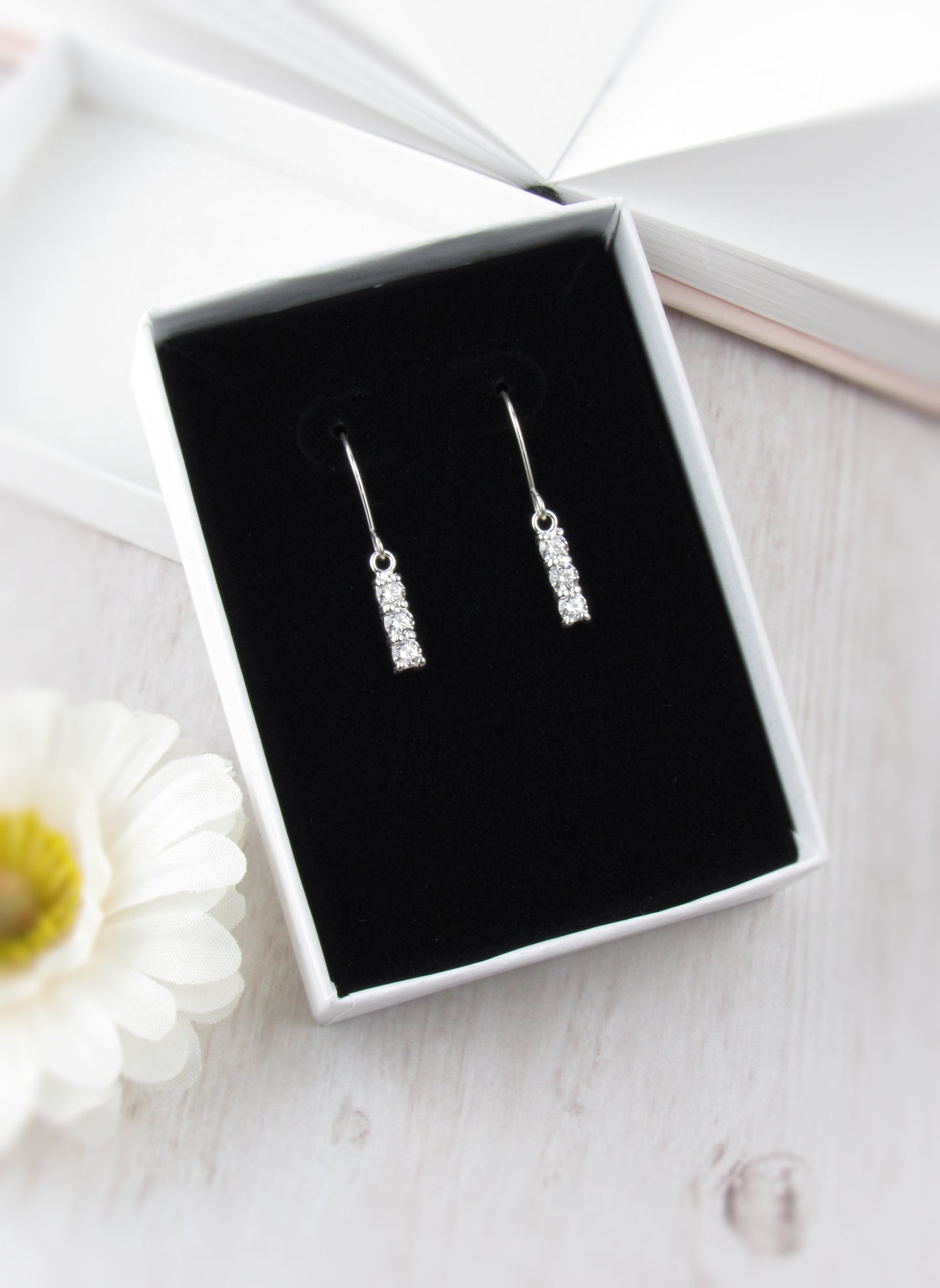 Tiny Rhinestone Bar Earrings