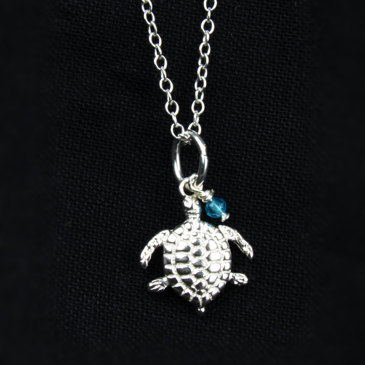 turtle necklace with blue charm