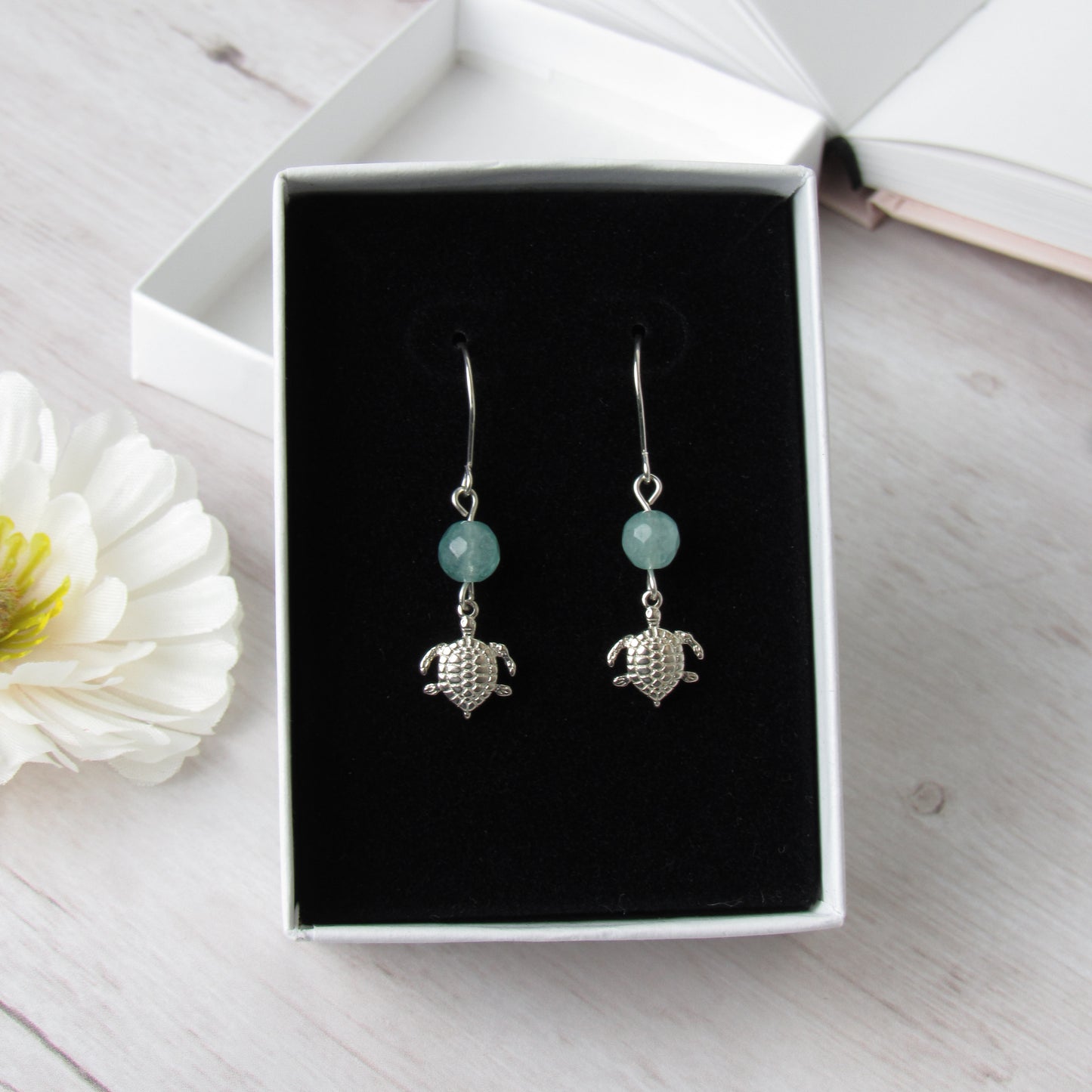 Silver Sea Turtle Dangle Earrings