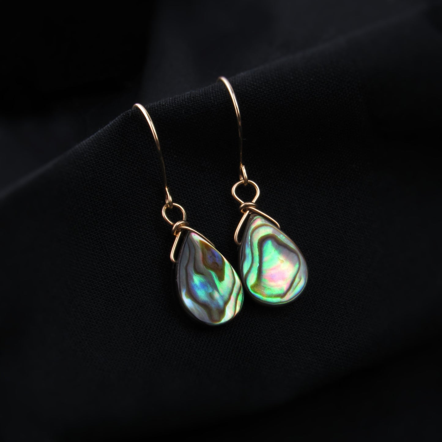 Gold Teardrop Abalone Earrings