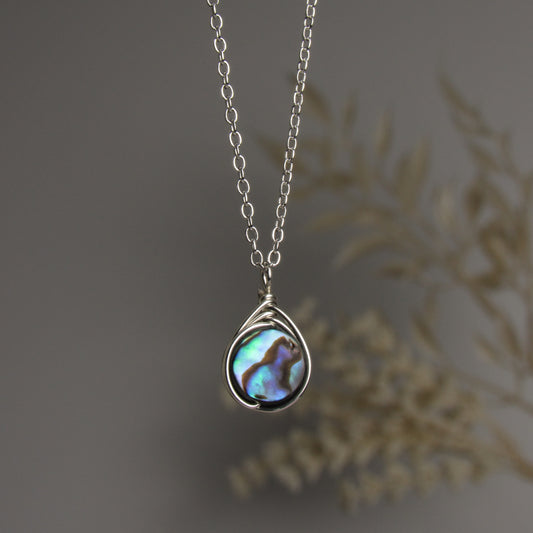 8mm Small Circle Abalone Necklace