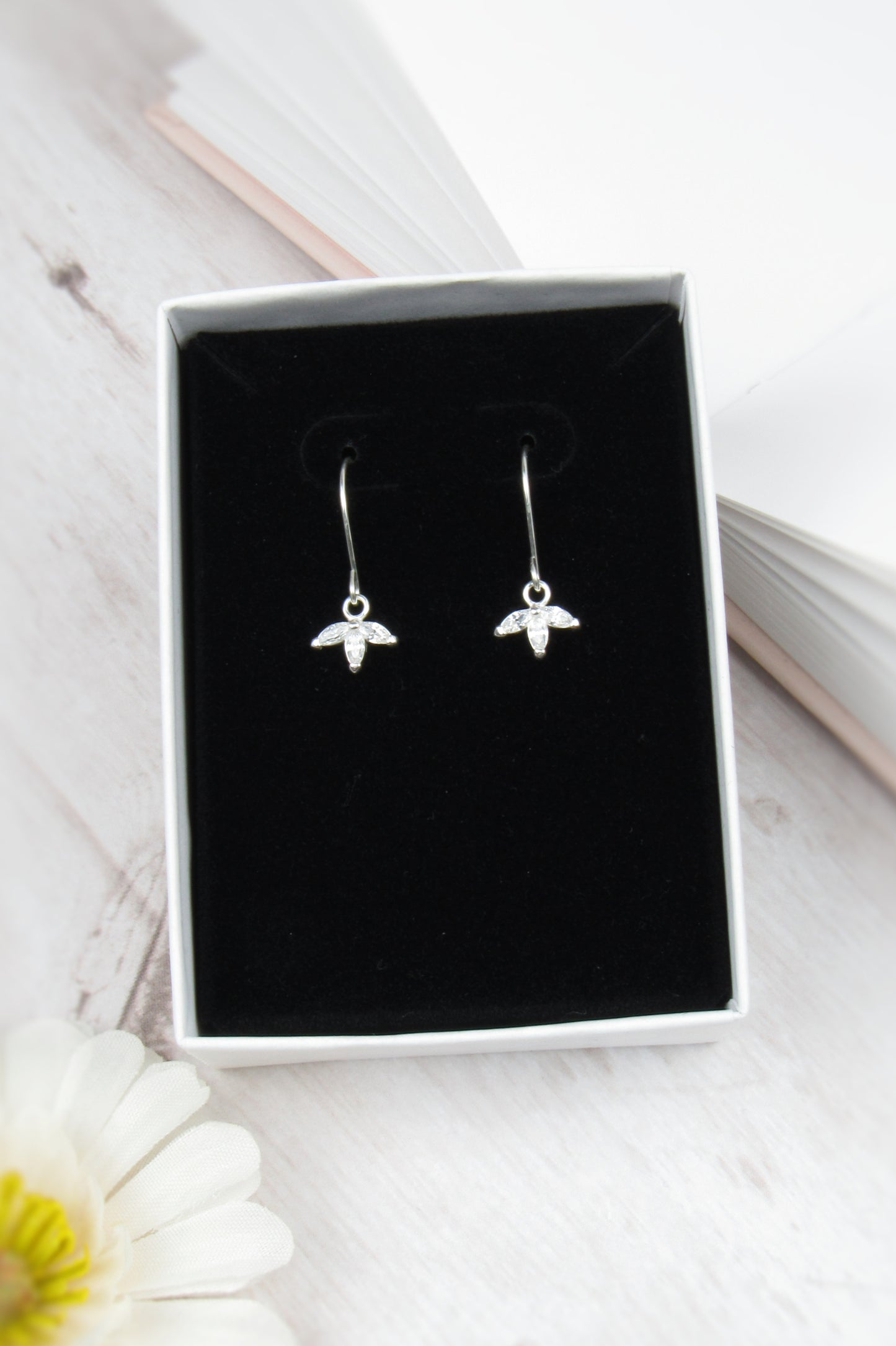 Tiny Silver Leaflet Earrings Dangle