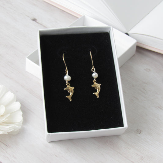 Tiny Gold Dolphin Earrings