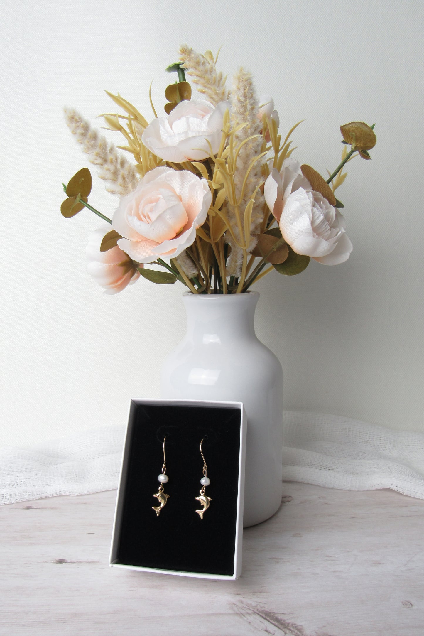Tiny Gold Dolphin Earrings
