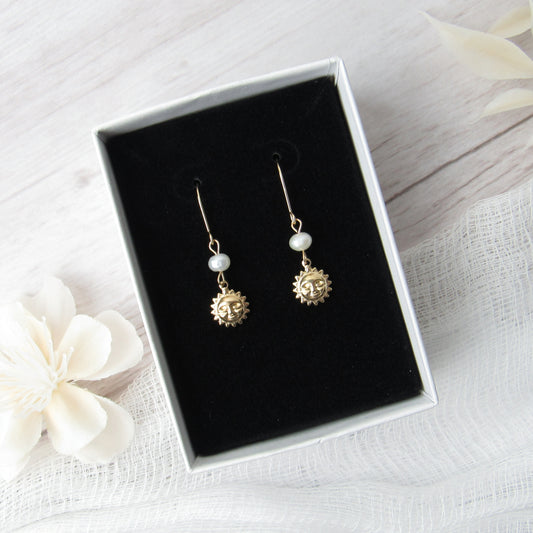 Tiny Gold Sun Earrings