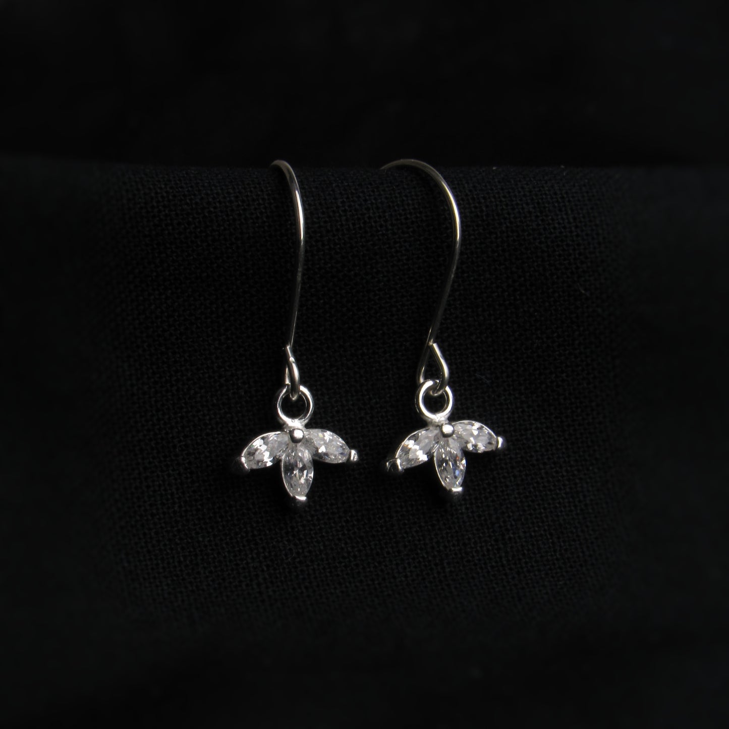Tiny Silver Leaflet Earrings Dangle