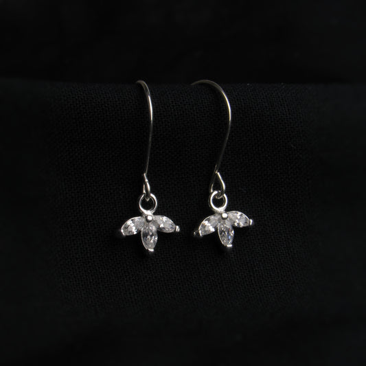 Tiny Silver Leaflet Earrings Dangle