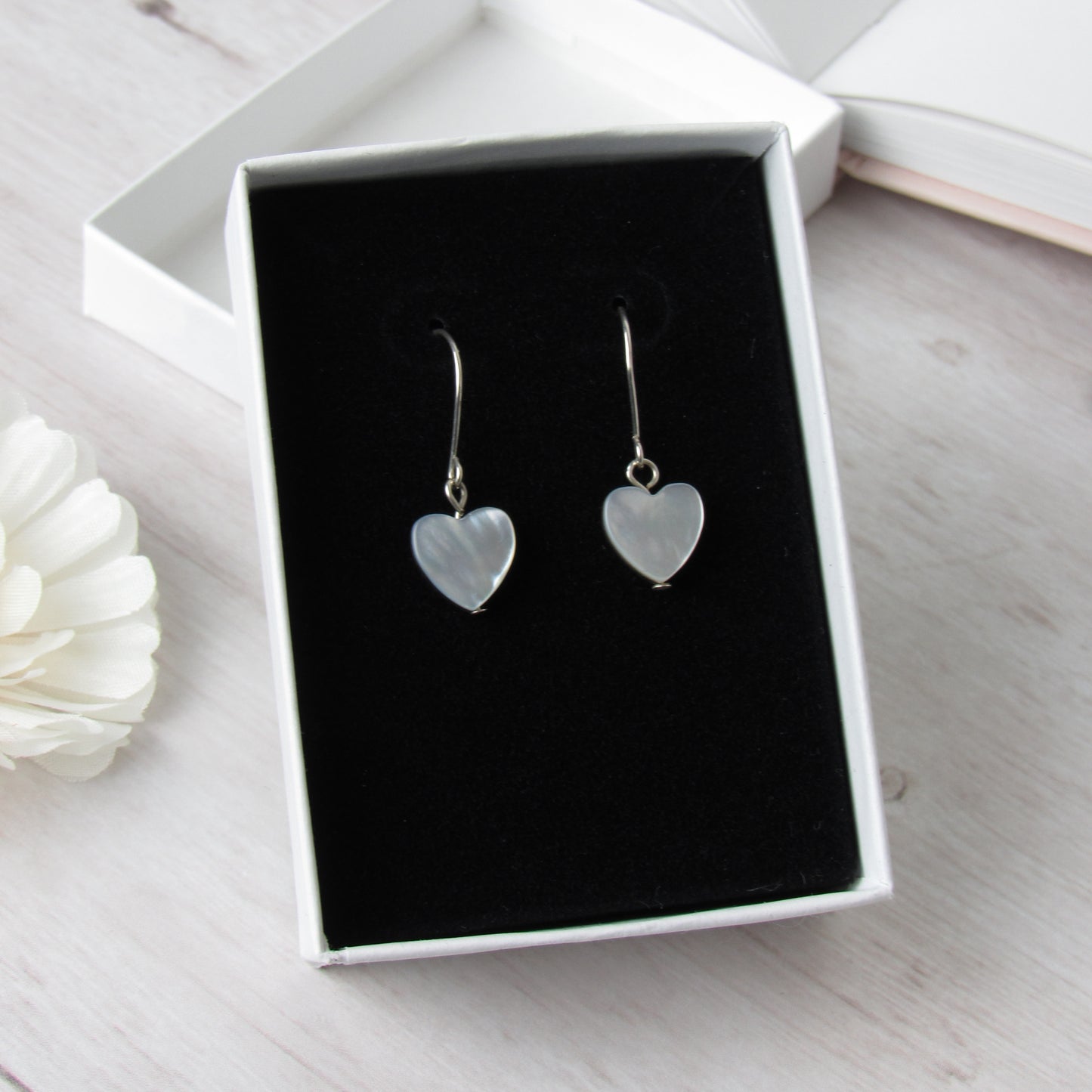 Silver Shell Heart Earrings