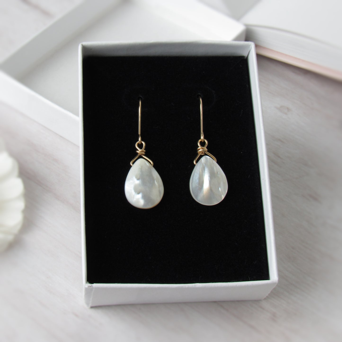 White Shell Briolette Earrings