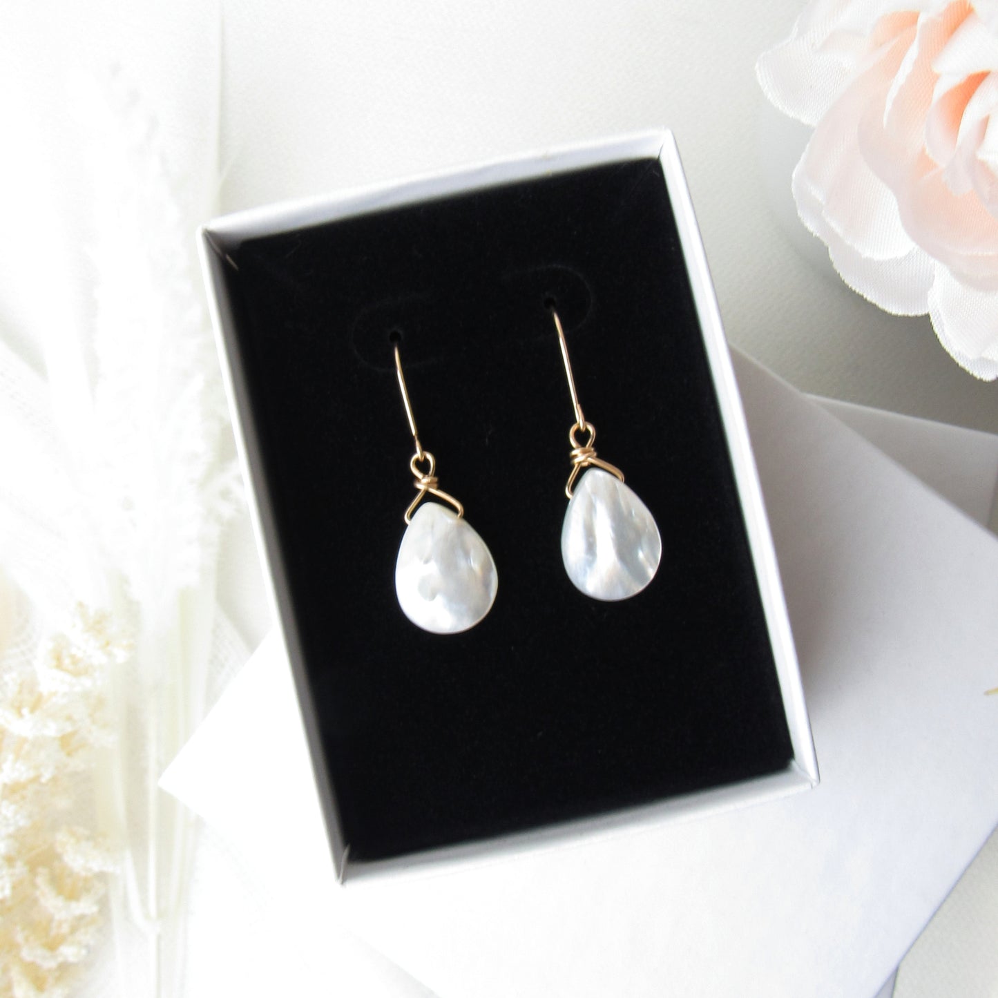 White Shell Briolette Earrings