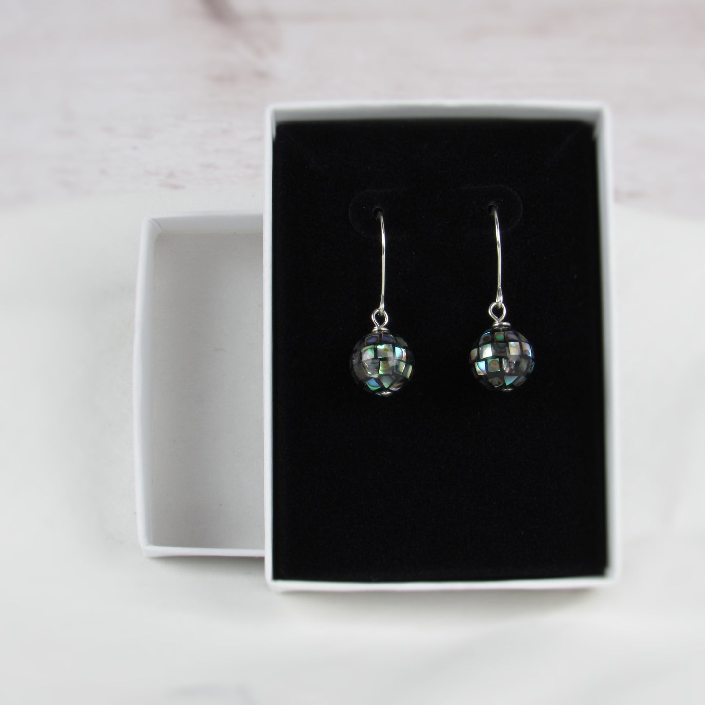Disco Ball Abalone Earrings