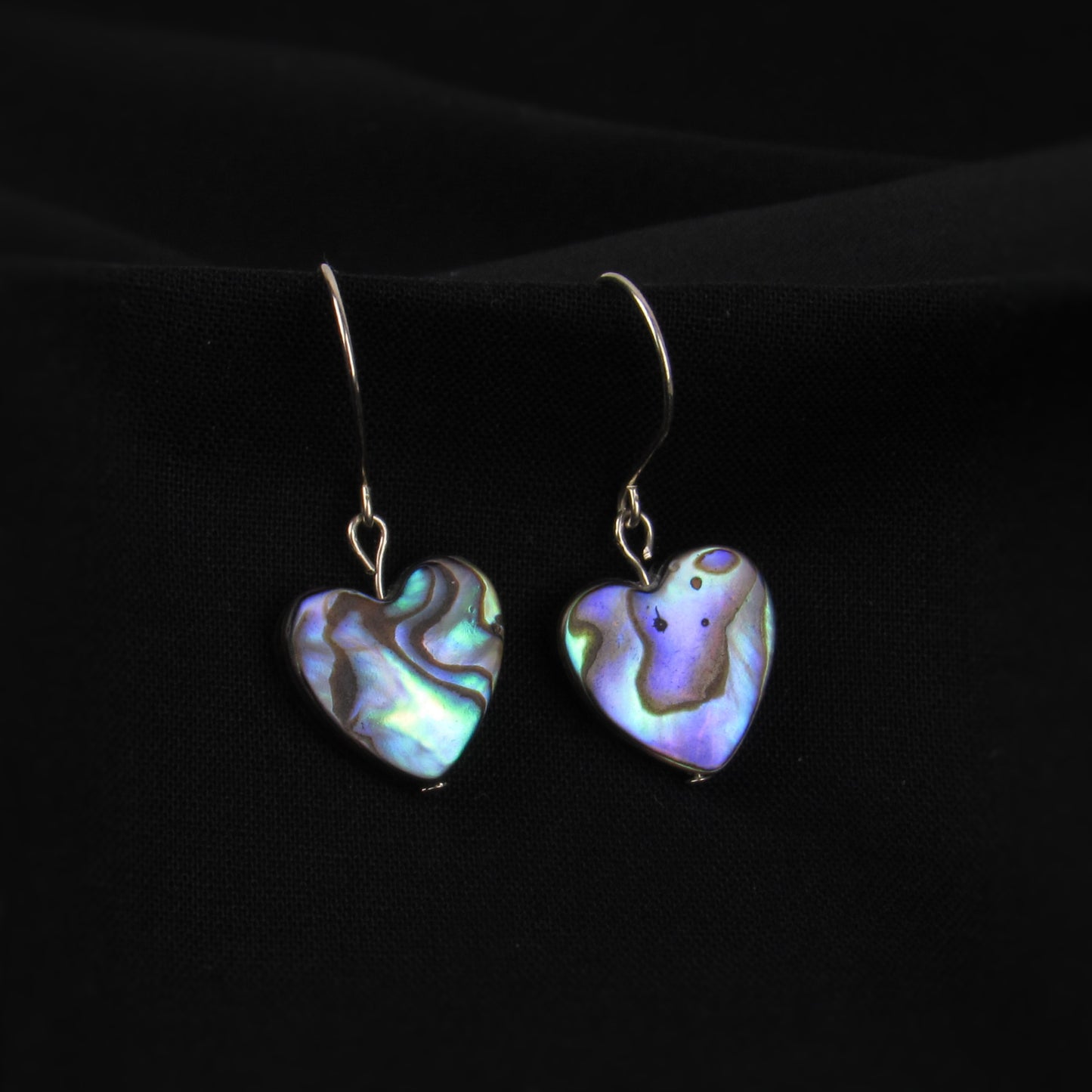 Abalone Heart Dangle Earrings