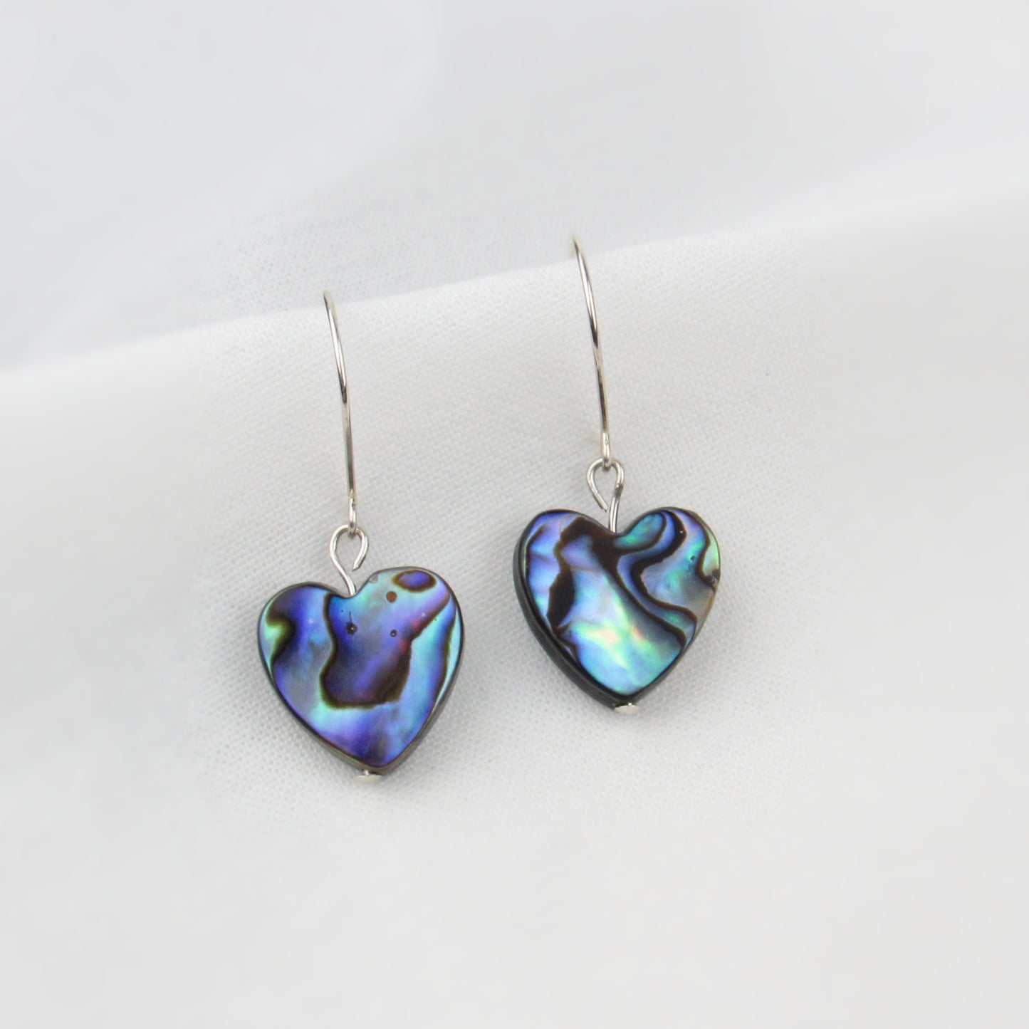Abalone Heart Dangle Earrings