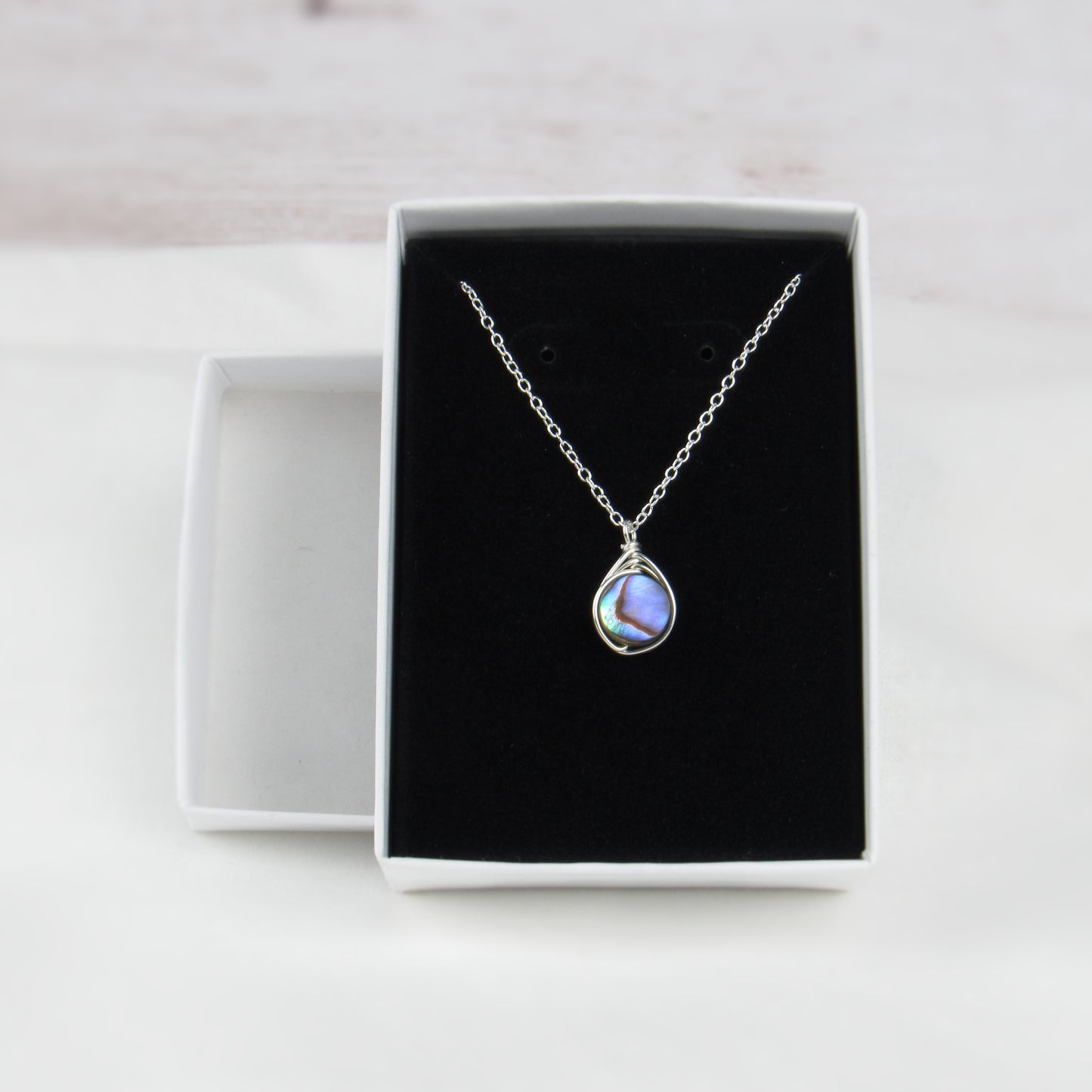 8mm Small Circle Abalone Necklace