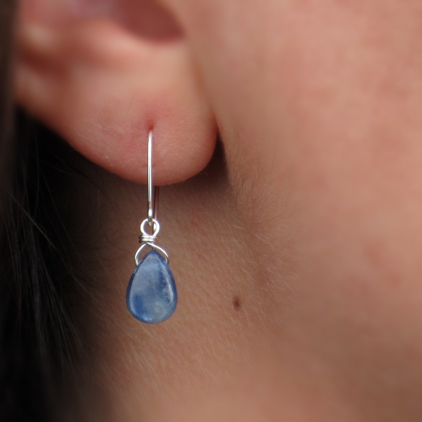Tiny Kyanite Briolette Earrings
