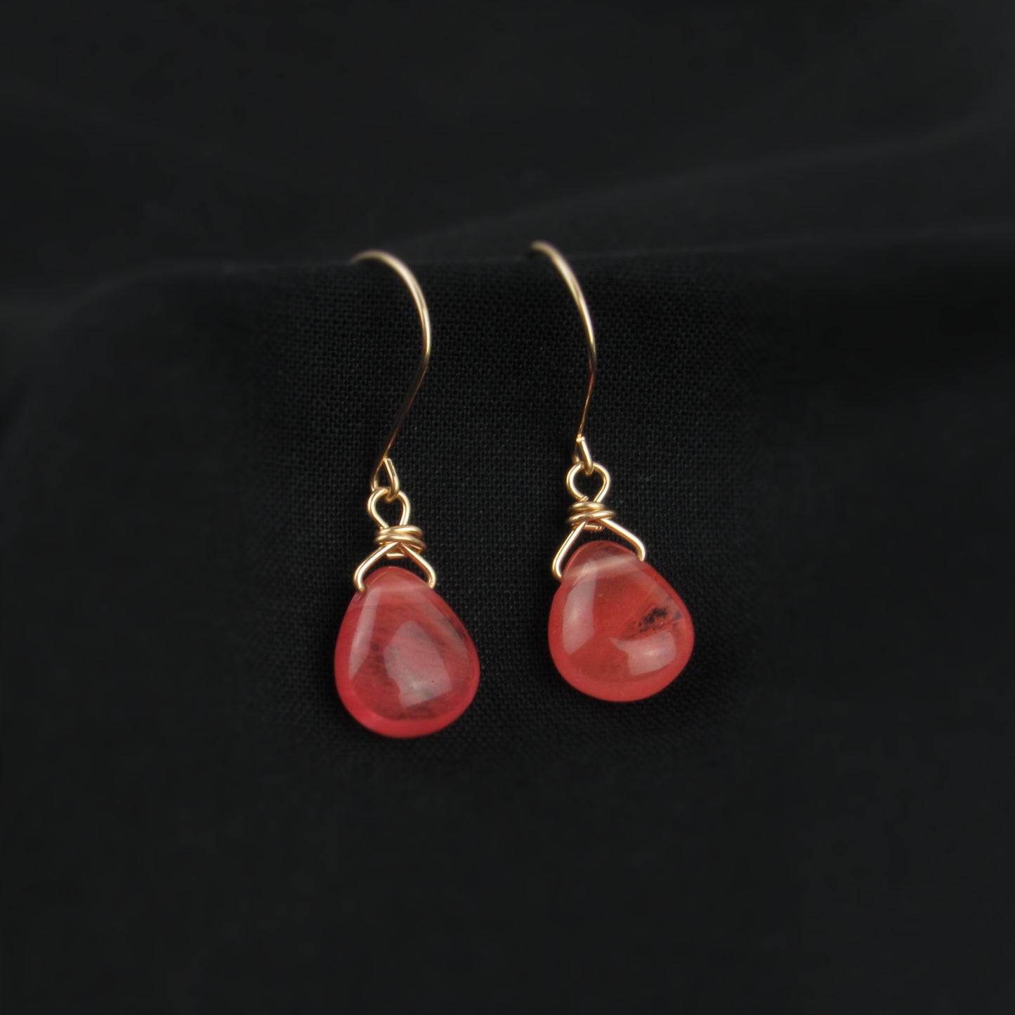 Gold Cherry Quartz Earrings