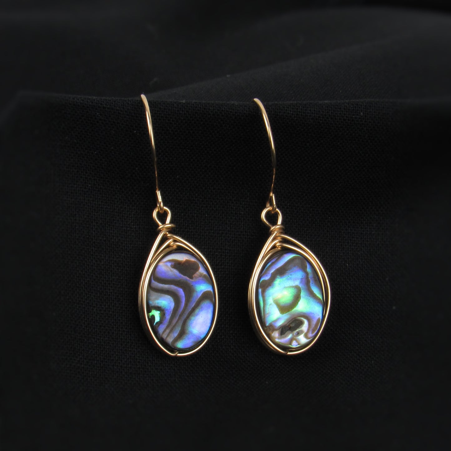 Oval Gold Abalone Earrings