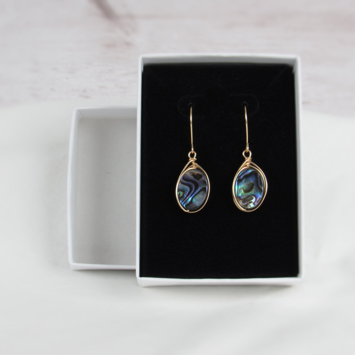 Oval Gold Abalone Earrings