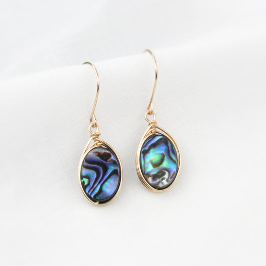 Oval Gold Abalone Earrings