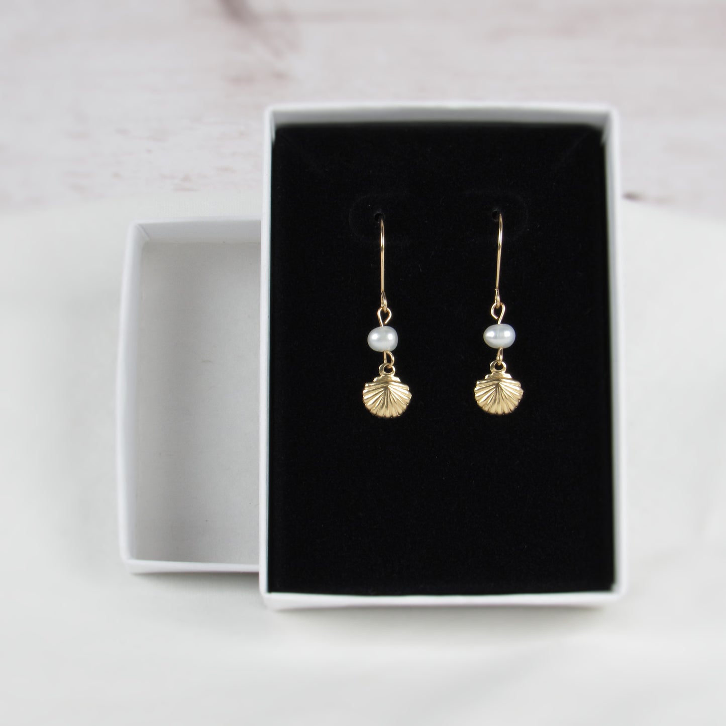 Tiny Gold Shell Earrings