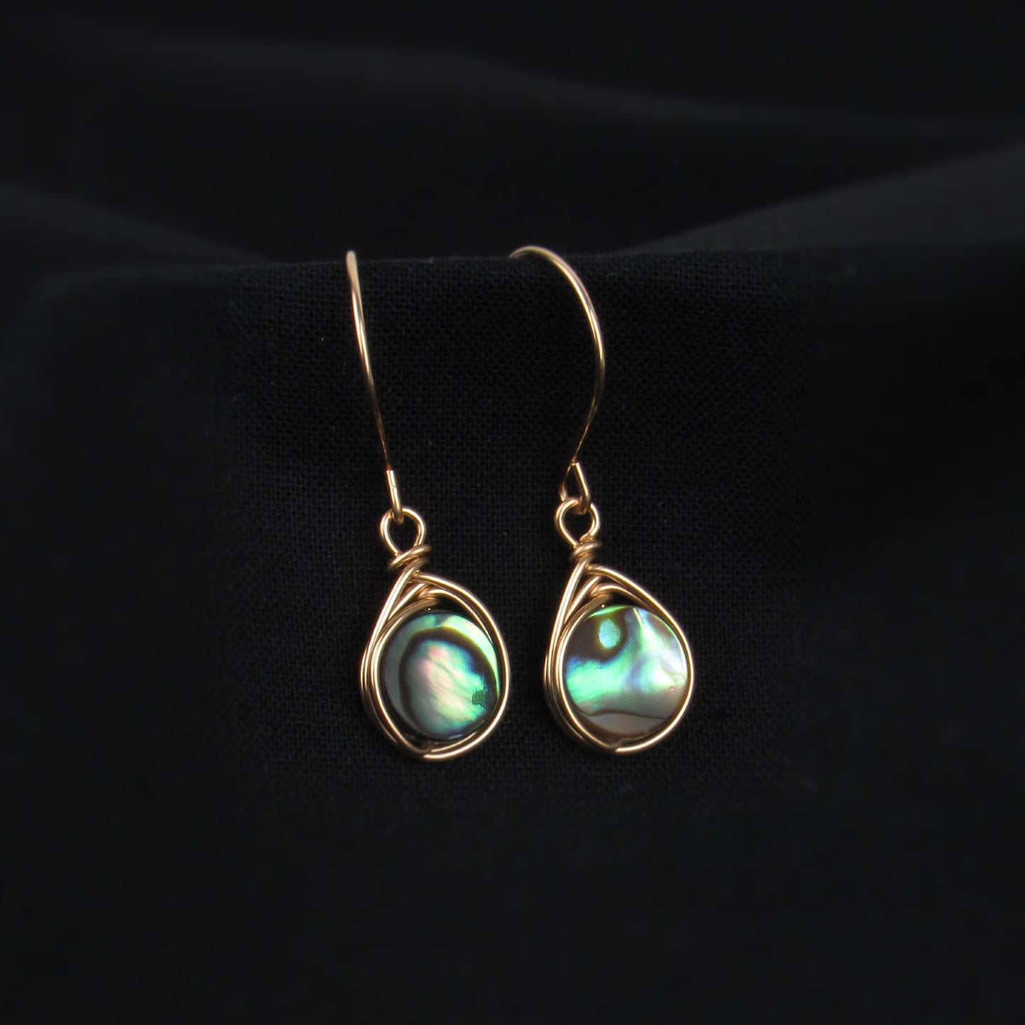 8mm Gold Circle Abalone Earrings