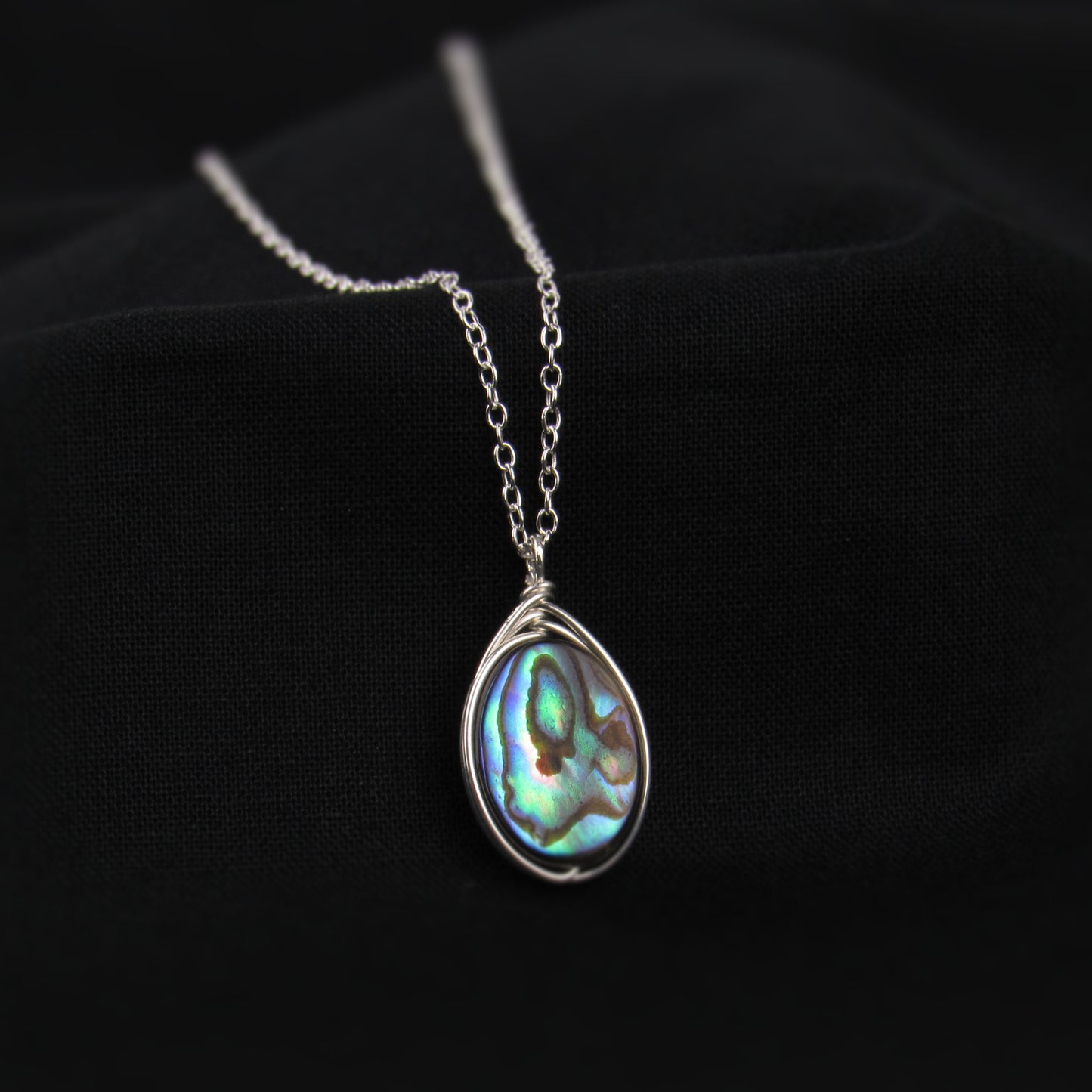 Oval Silver Abalone Necklace