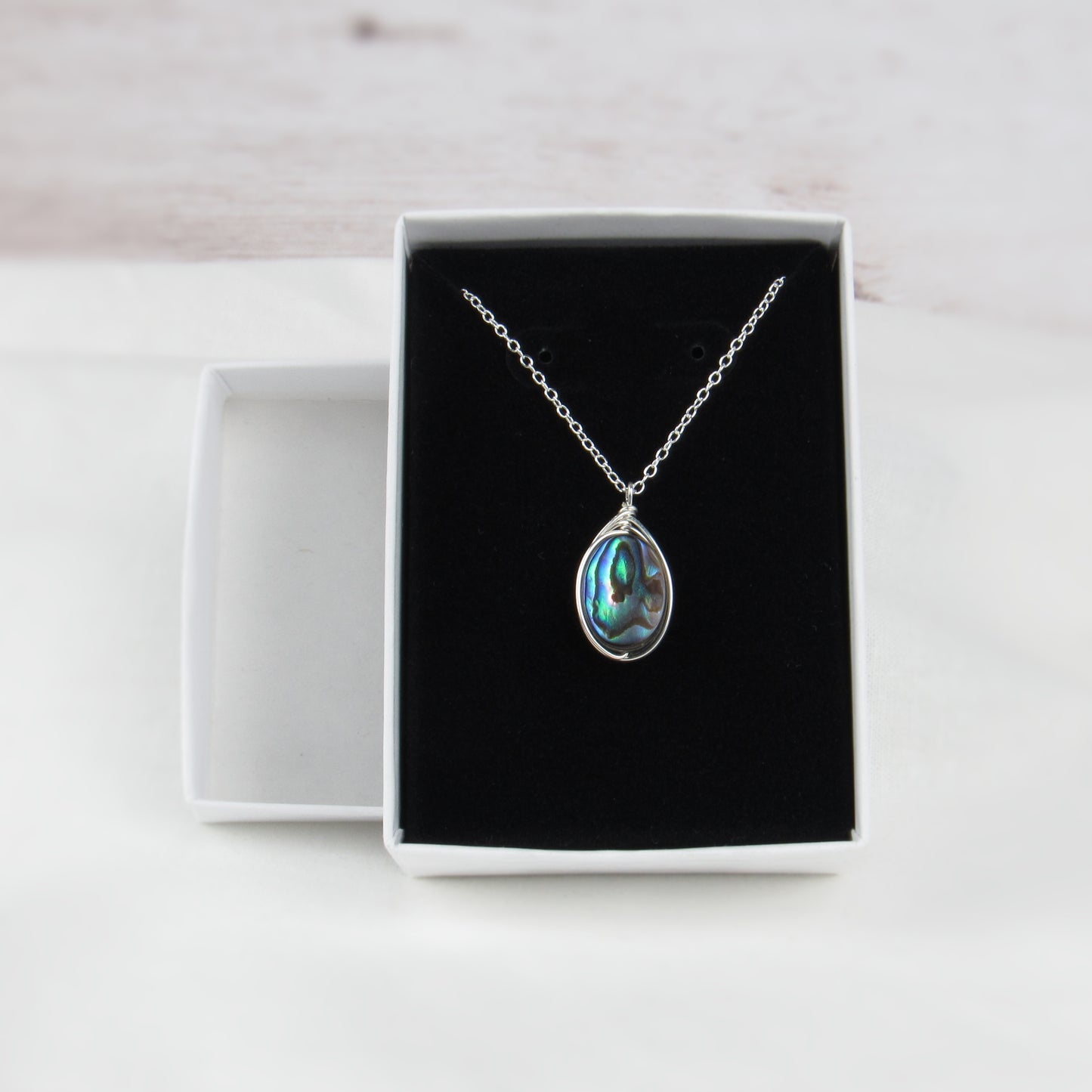 Oval Silver Abalone Necklace