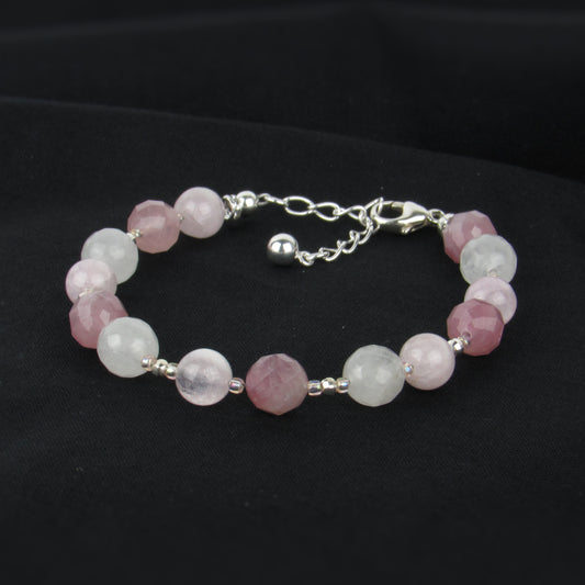 Pulsera de Piedras Preciosas Rosa con Kunzita y Cuarzo Rosa