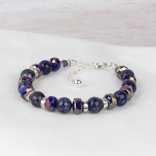 Pulsera de ágata craquelada morada