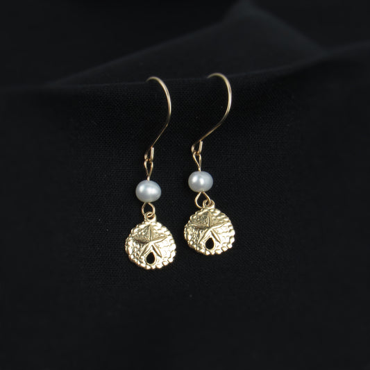 Tiny Gold Sand Dollar Earrings